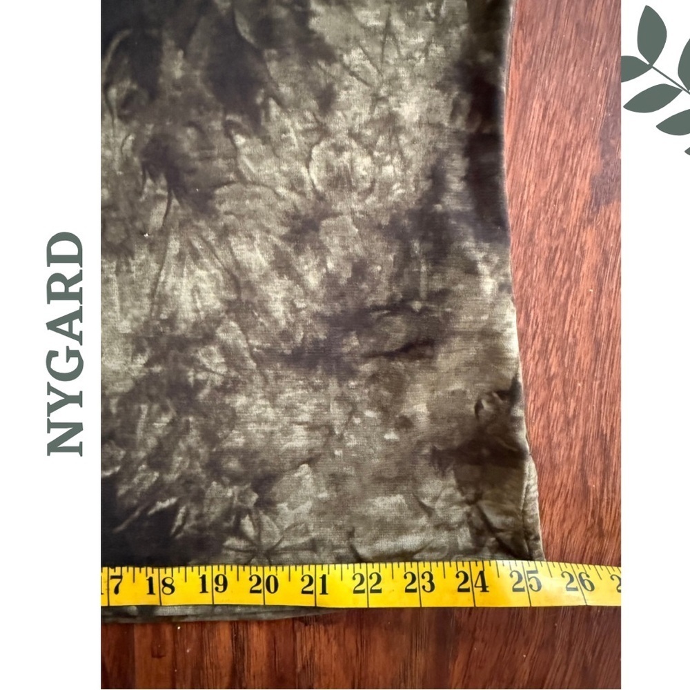 NYGARD Tie Dye V Neck Top XL Olive Green Stretch Tee - Picture 4 of 7